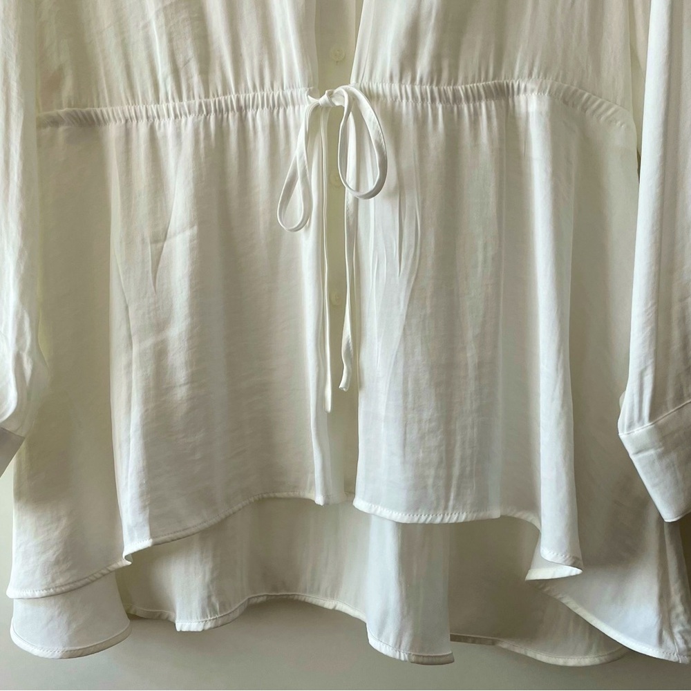 Simply Vera Vera Wang White Silky Blouse Top Collared Button-down Size XL - Picture 6 of 16